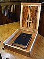 Dogwood and Hickory Bible Box Open with Bible From Right